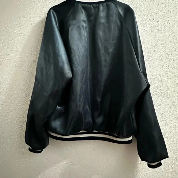 Vintage 1980s Dunbrooke Pla Jac Bomber Jacket Silk Blue M - Picture 7 of 7